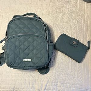Vera Bradley backpack and wallet pair. Worn once like new condition